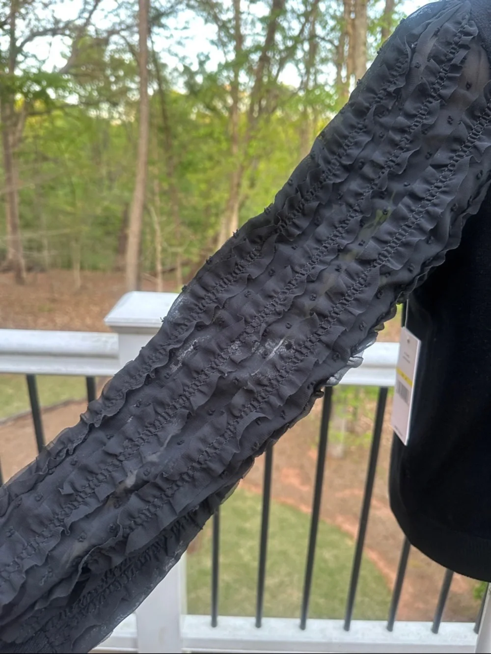 Nanette Lepore Black Ruffle-Sleeve Pullover Sweater - Picture 5 of 11